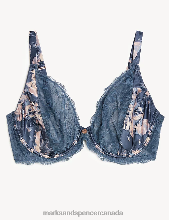 Unisex Air Force Blue Clothing Marks & Spencer Lunaria Silk Wired Plunge Bra 20VTD4067 - Marks and Spencer Canada locations