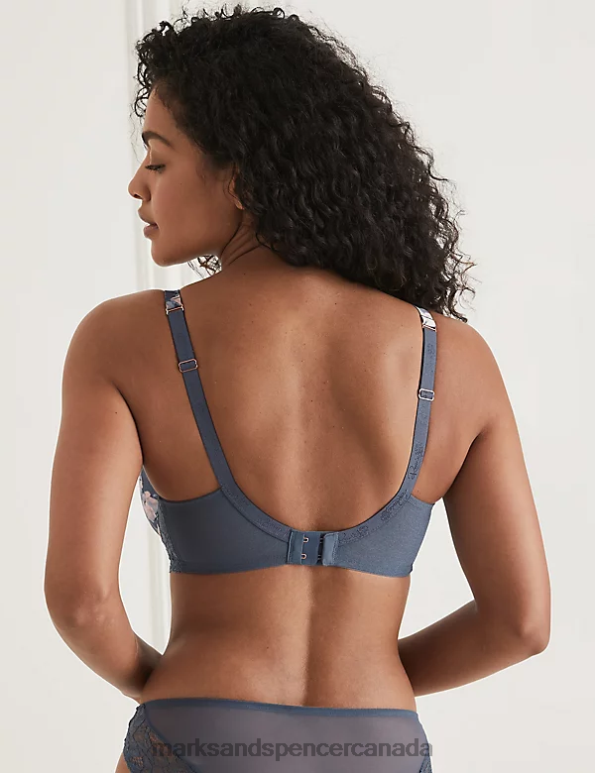 Unisex Air Force Blue Clothing Marks & Spencer Lunaria Silk Wired Plunge Bra 20VTD4067 - Marks and Spencer Canada locations
