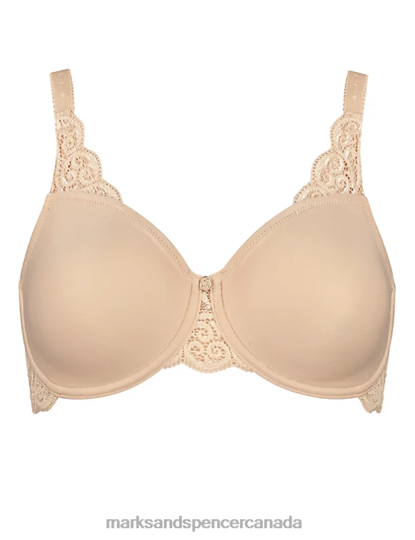 Unisex Biscuit Clothing Marks & Spencer Amourette 300 Lace Trim Minimiser Bra 20VTD4184 - Marks and Spencer online