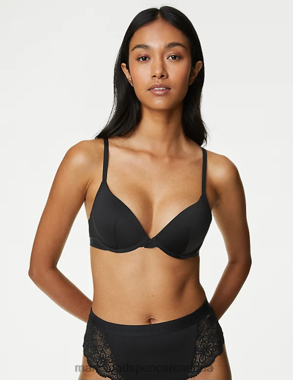 Unisex Black Clothing Marks & Spencer Cleo Wired Plunge Bra 20VTD4498 - Marks and Spencer outlet