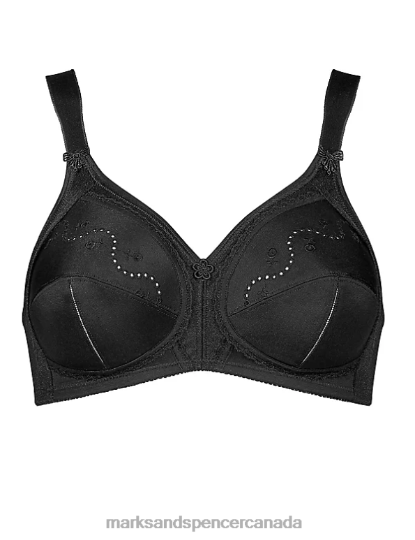 Marks and Spencer sale - Unisex Black Clothing Marks & Spencer Doreen Non Wired Total Support Bra with Cotton 20VTD4303