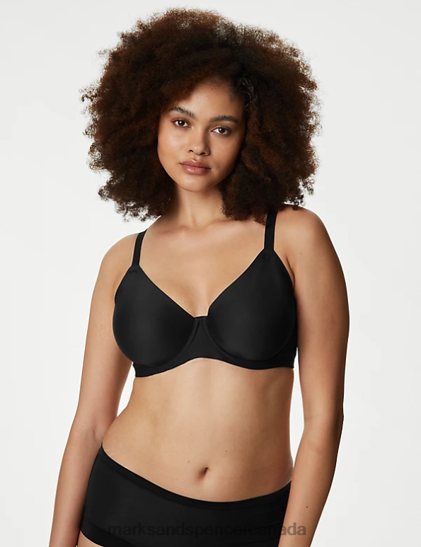 Unisex Black Clothing Marks & Spencer Flexifit Invisible Wired Full-cup Bra 20VTD4378 - Marks and Spencer outlet