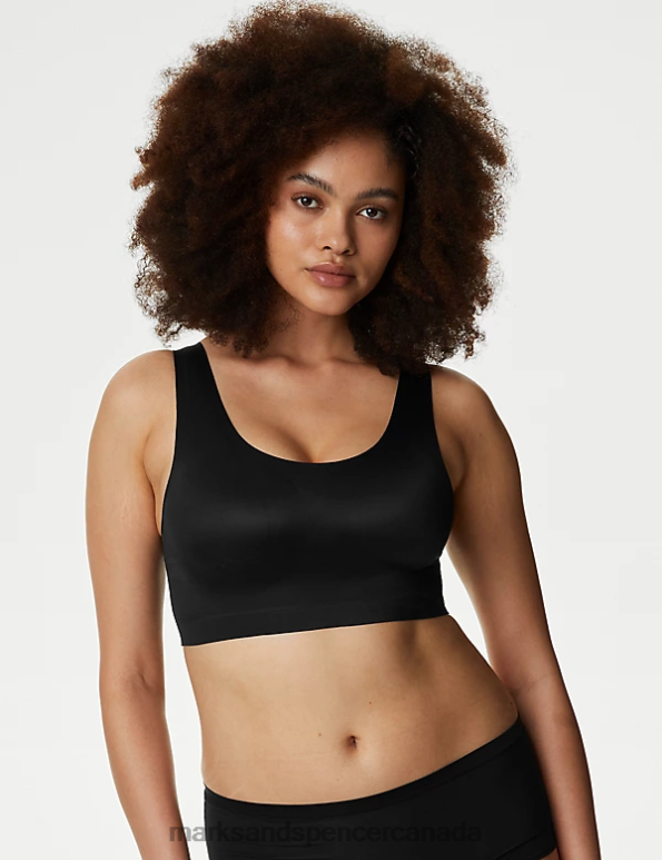 Unisex Black Clothing Marks & Spencer Flexifit Non Wired Crop Top 20VTD973 - Marks and Spencer online