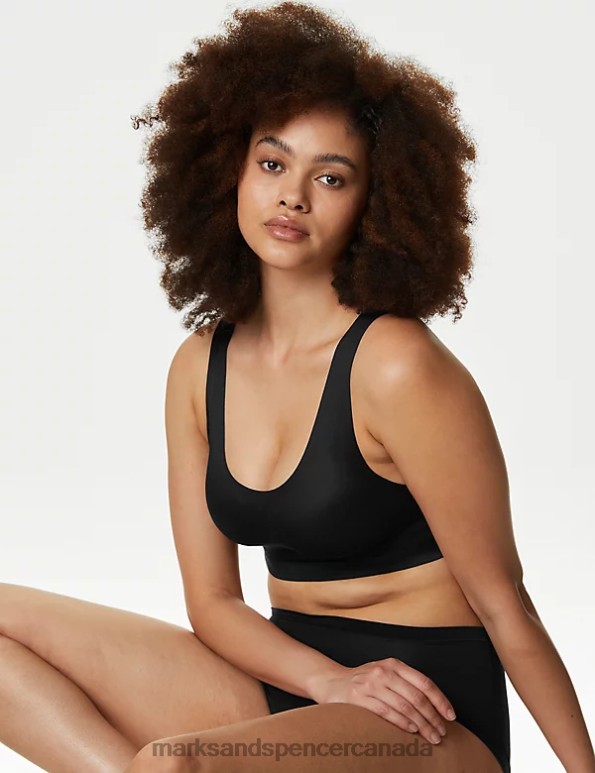 Unisex Black Clothing Marks & Spencer Flexifit Non Wired Crop Top 20VTD973 - Marks and Spencer online