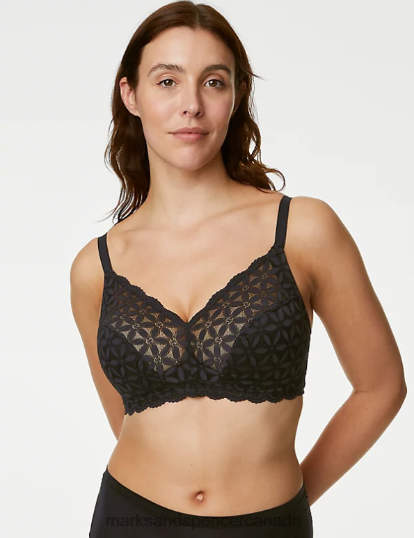 Marks and Spencer near me - Unisex Black Clothing Marks & Spencer Lace Non-Padded Bralette 20VTD3787