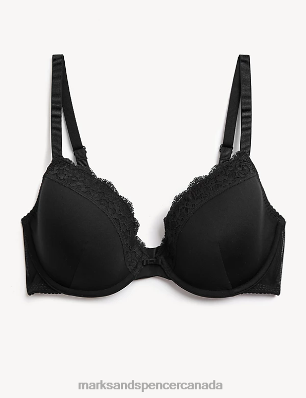Marks and Spencer sale - Unisex Black Clothing Marks & Spencer Lace Padded Plunge Wired Bra 20VTD3790