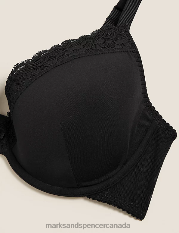 Marks and Spencer sale - Unisex Black Clothing Marks & Spencer Lace Padded Plunge Wired Bra 20VTD3790