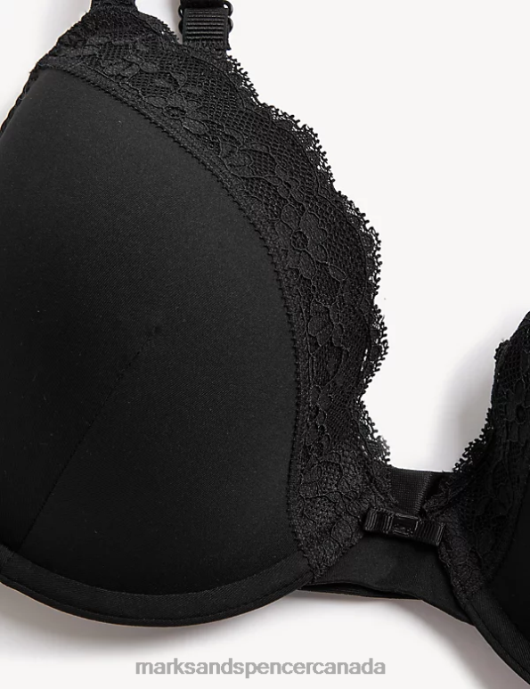 Marks and Spencer sale - Unisex Black Clothing Marks & Spencer Lace Padded Plunge Wired Bra 20VTD3790