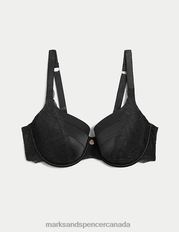 Marks and Spencer near me - Unisex Black Clothing Marks & Spencer Lace Wired Full Cup Bra With Silk 20VTD3939