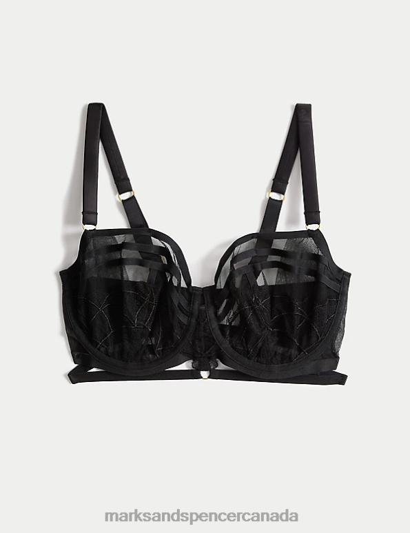 Marks and Spencer sale - Unisex Black Clothing Marks & Spencer Maya Embroidery Wired Balcony Bra 20VTD4173