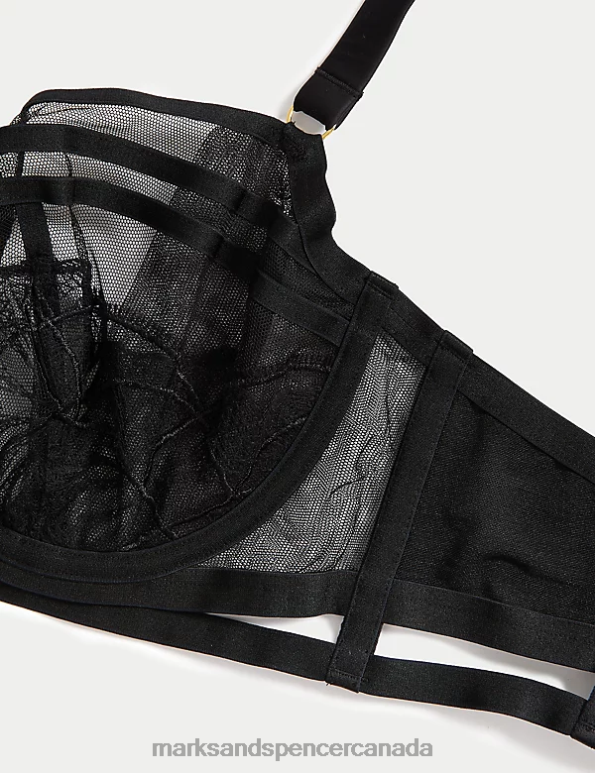 Marks and Spencer sale - Unisex Black Clothing Marks & Spencer Maya Embroidery Wired Balcony Bra 20VTD4173
