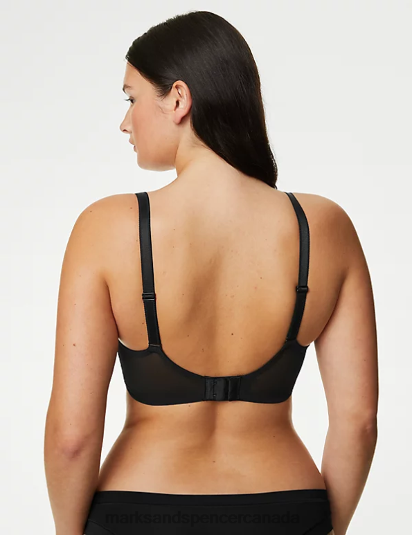 Marks and Spencer near me - Unisex Black Clothing Marks & Spencer Printed Mesh Wired Extra Support Bra 20VTD4284