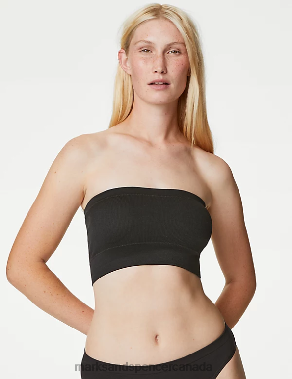 Unisex Black Clothing Marks & Spencer Seamless Non Wired Bandeau Bra 20VTD4259 - Marks and Spencer outlet
