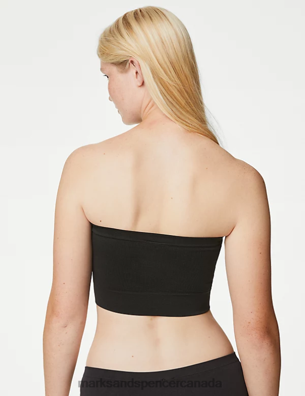 Unisex Black Clothing Marks & Spencer Seamless Non Wired Bandeau Bra 20VTD4259 - Marks and Spencer outlet