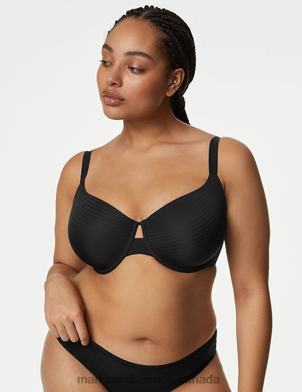 Unisex Black Clothing Marks & Spencer Shape Define Striped Wired T-Shirt Bra 20VTD4154 - Marks and Spencer outlet