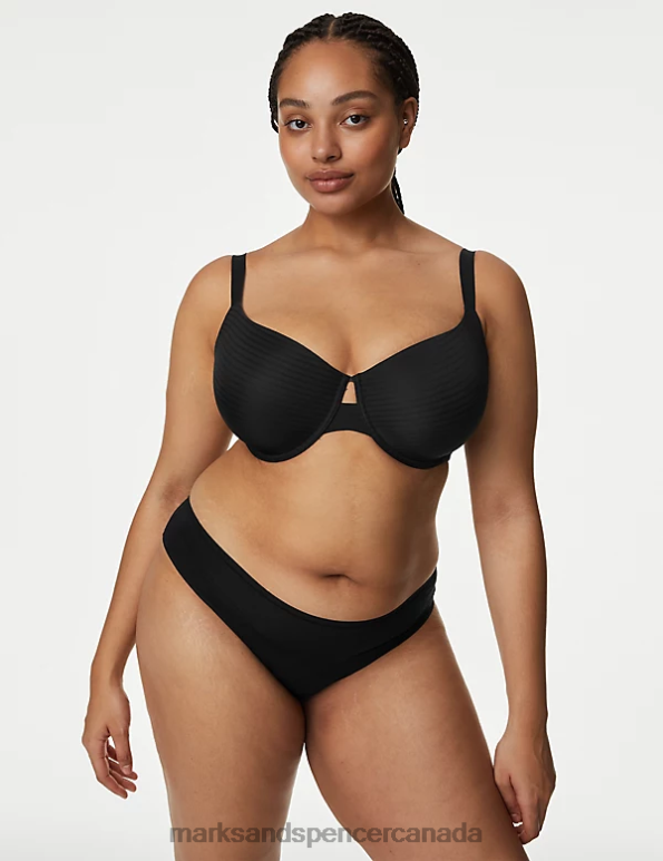Unisex Black Clothing Marks & Spencer Shape Define Striped Wired T-Shirt Bra 20VTD4154 - Marks and Spencer outlet