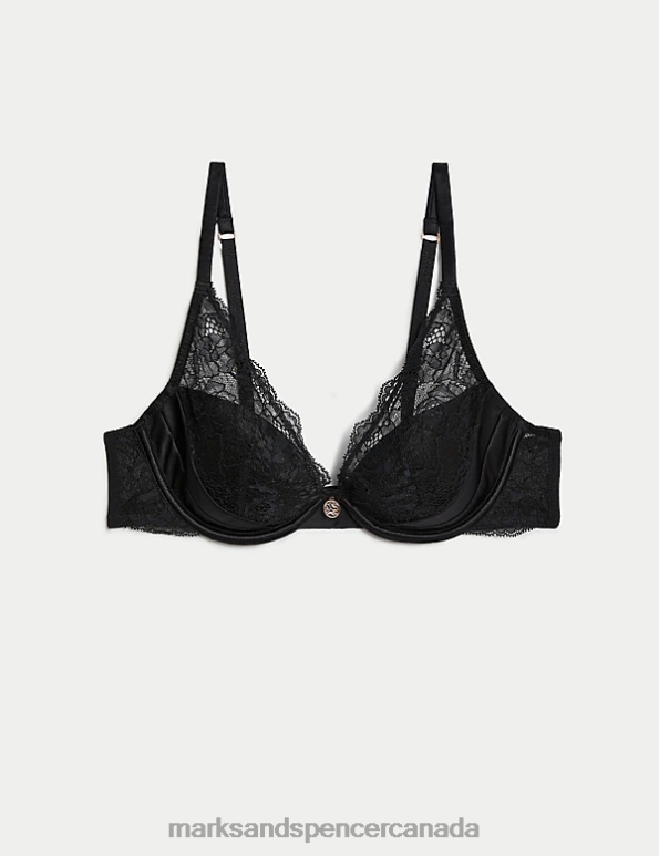 Marks and Spencer sale - Unisex Black Clothing Marks & Spencer Silk Beau Wired Plunge Bra 20VTD4080