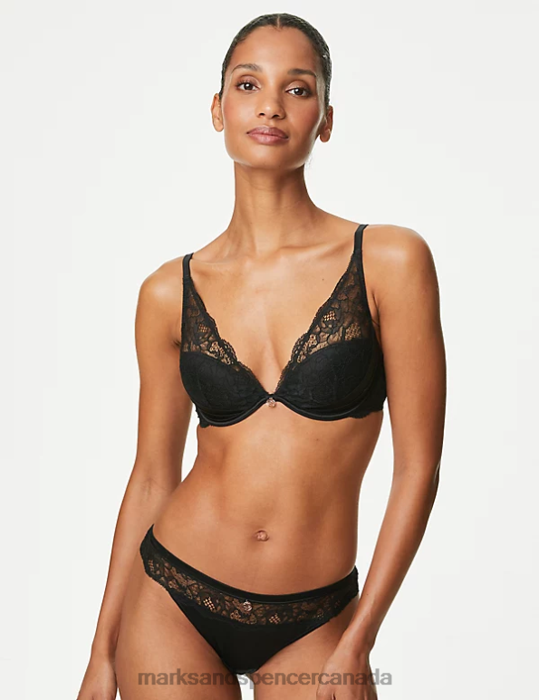 Marks and Spencer sale - Unisex Black Clothing Marks & Spencer Silk Beau Wired Plunge Bra 20VTD4080