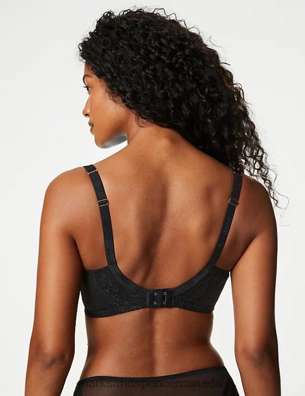 Unisex Black Clothing Marks & Spencer Silk Beau Wired Plunge Bra 20VTD4318 - Marks and Spencer outlet