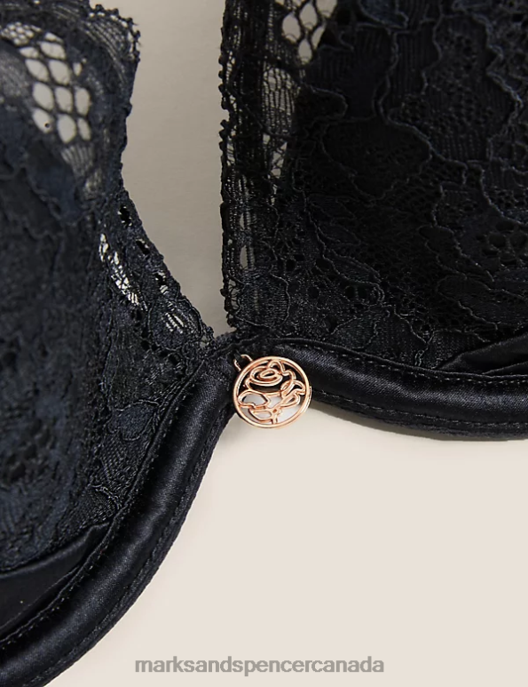 Unisex Black Clothing Marks & Spencer Silk Beau Wired Plunge Bra 20VTD4318 - Marks and Spencer outlet
