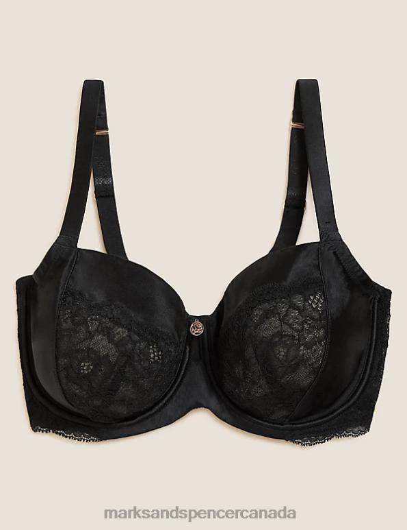 Marks and Spencer sale - Unisex Black Clothing Marks & Spencer Silk Blend & Lace Wired Balcony Bra 20VTD4962