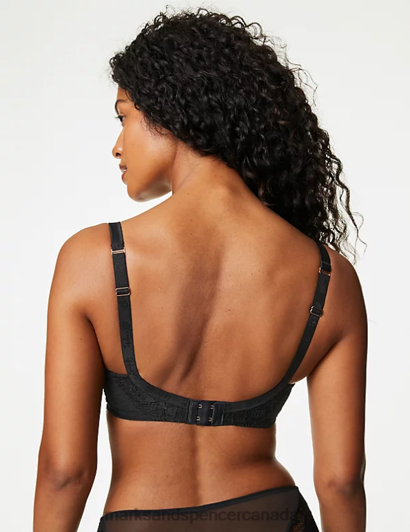 Unisex Black Clothing Marks & Spencer Silk & Lace Minimiser Bra 20VTD4115 - Marks and Spencer Canada locations