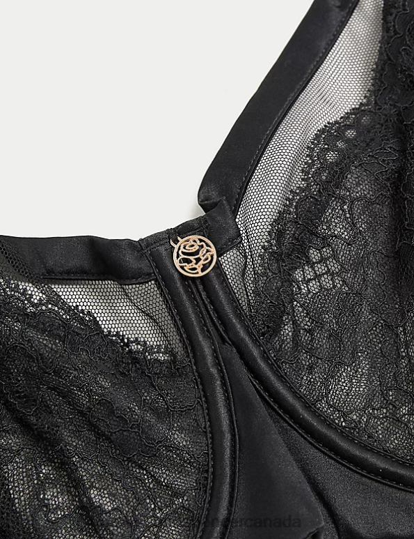 Unisex Black Clothing Marks & Spencer Silk & Lace Minimiser Bra 20VTD4115 - Marks and Spencer Canada locations
