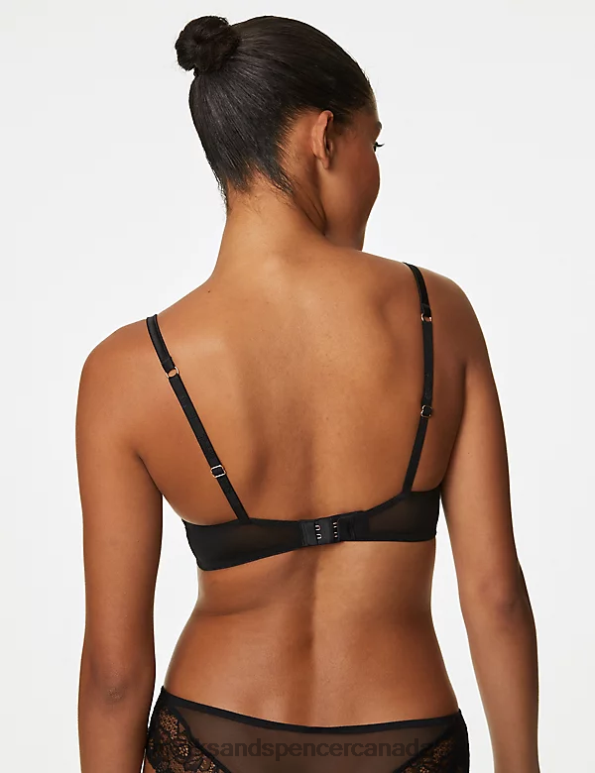 Marks and Spencer near me - Unisex Black Clothing Marks & Spencer Silk & Lace Non Wired Bra 20VTD4248