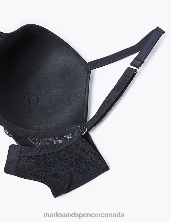 Unisex Black Clothing Marks & Spencer Silk & Lace Wired Balcony Bra 20VTD3879 - Marks and Spencer outlet