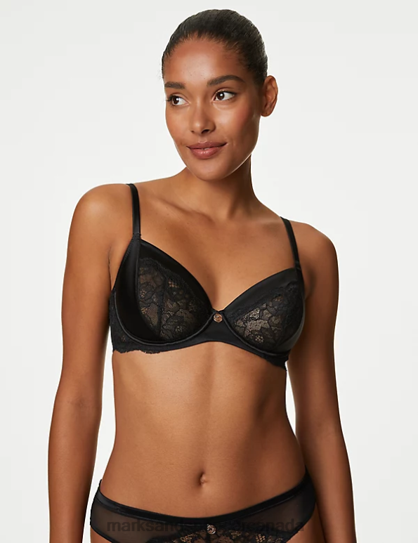Unisex Black Clothing Marks & Spencer Silk Wired Balcony Bra 20VTD4579 - Marks and Spencer Canada locations