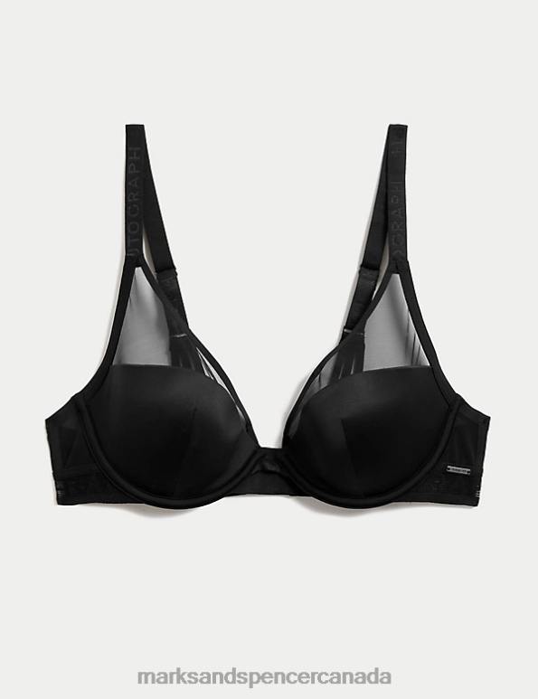 Unisex Black Clothing Marks & Spencer Tivoli Mesh Wired Plunge Bra 20VTD4424 - Marks and Spencer Canada locations