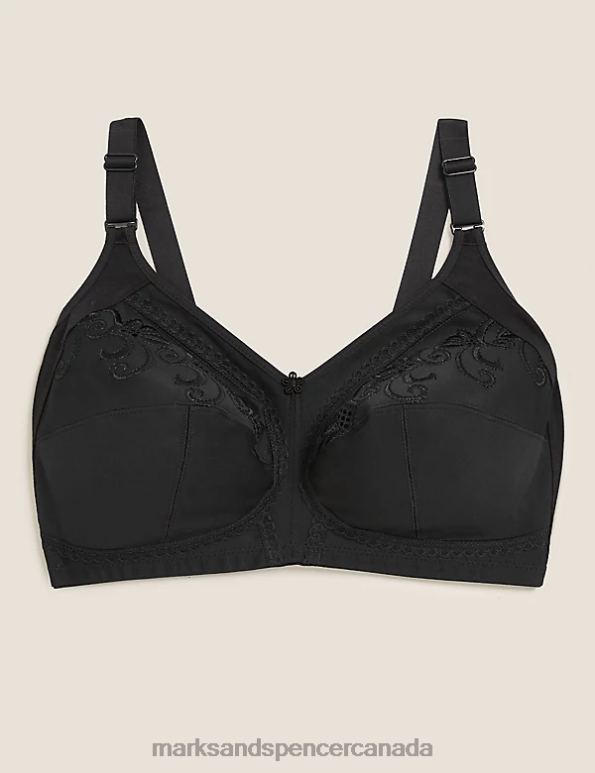 Marks and Spencer Canada - Unisex Black Clothing Marks & Spencer Total Support Embroidered Full Cup Bra 20VTD4069