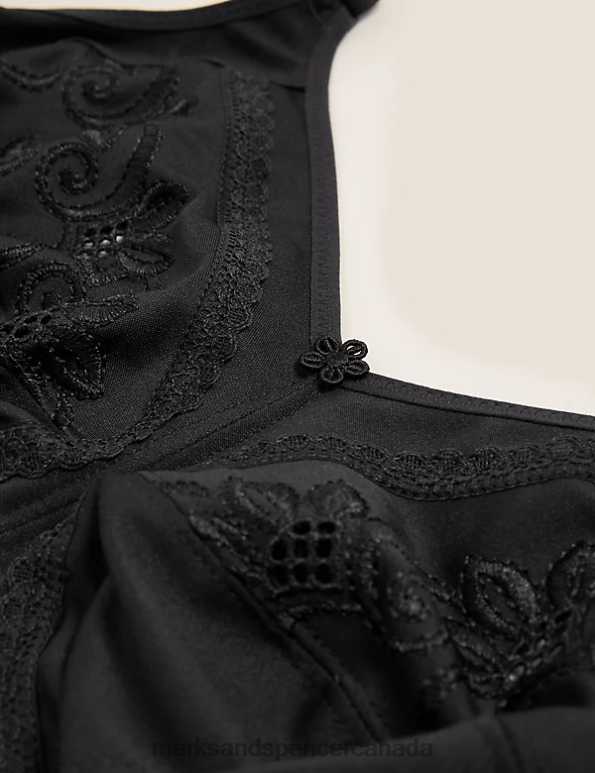 Marks and Spencer Canada - Unisex Black Clothing Marks & Spencer Total Support Embroidered Full Cup Bra 20VTD4069