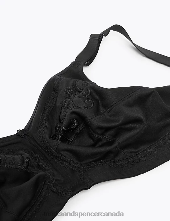 Marks and Spencer Canada - Unisex Black Clothing Marks & Spencer Total Support Embroidered Full Cup Bra 20VTD4069
