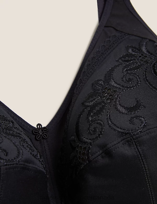 Unisex Black Clothing Marks & Spencer Total Support Embroidered Full Cup Bra 20VTD4350 - Marks and Spencer outlet