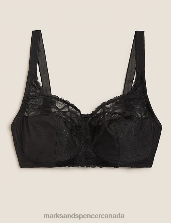 Unisex Black Clothing Marks & Spencer Total Support Wild Blooms Non-Wired Bra 20VTD4096 - Marks and Spencer Canada locations