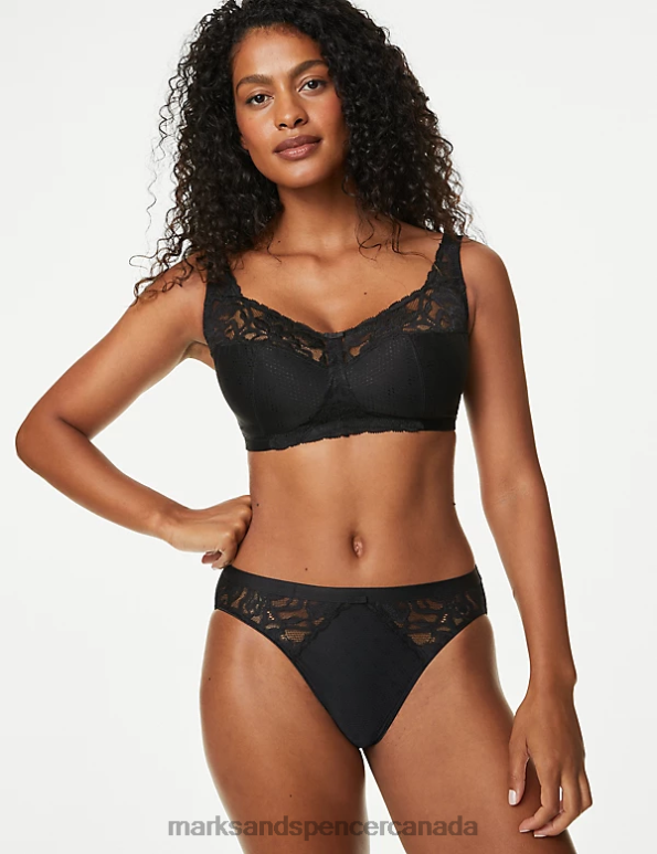 Unisex Black Clothing Marks & Spencer Total Support Wild Blooms Non-Wired Bra 20VTD4096 - Marks and Spencer Canada locations