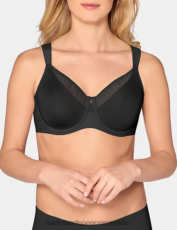 Unisex Black Clothing Marks & Spencer True Shape Sensation Non Padded Underwired Minimiser Bra 20VTD4410 - Marks and Spencer outlet