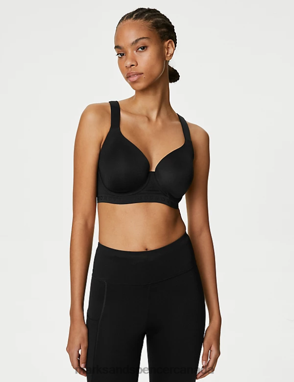 Unisex Black Clothing Marks & Spencer Ultimate Support Wired Sports T-shirt Bra 20VTD4175 - Marks and Spencer online