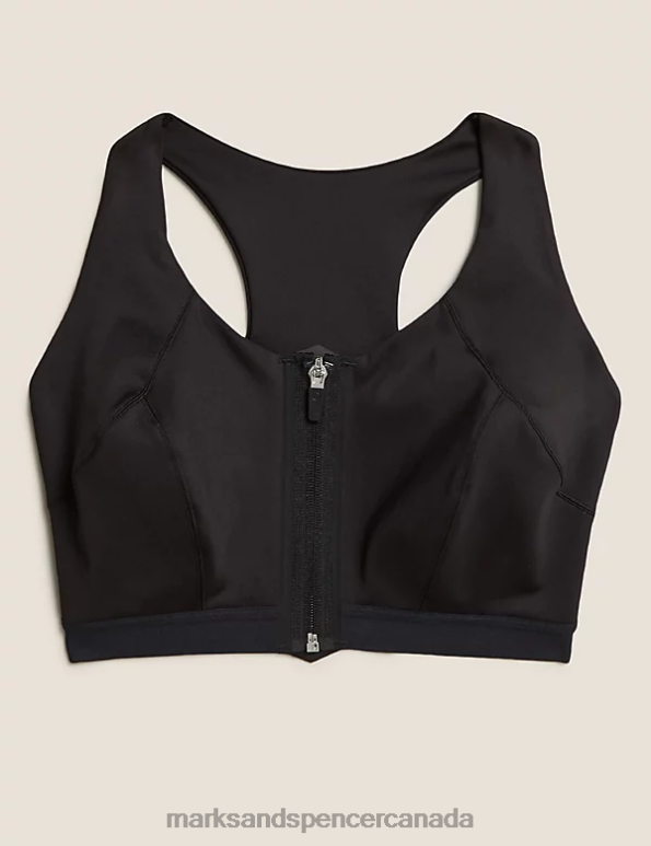Unisex Black Clothing Marks & Spencer Ultimate Support Zip Front Sports Bra 20VTD4698 - Marks and Spencer online