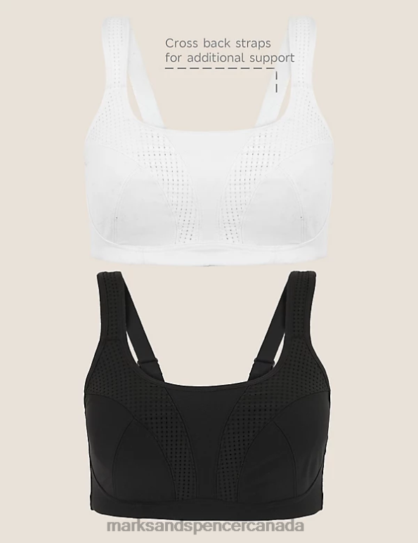 Marks and Spencer near me - Unisex Black Mix Clothing Marks & Spencer 2pk Ultimate Support Non-Wired Sports Bras 20VTD4649