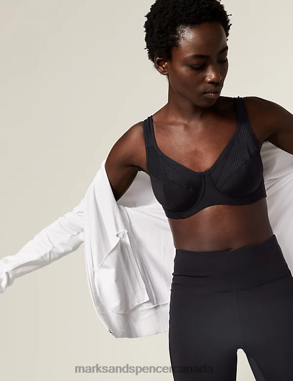 Marks and Spencer Canada - Unisex Black Mix Clothing Marks & Spencer 2pk Ultimate Support Sports Bras 20VTD3743