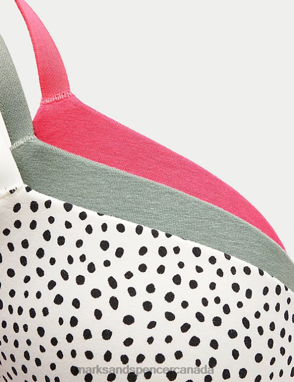 Marks and Spencer near me - Unisex Black Mix Clothing Marks & Spencer 3pk Cotton Wired Plunge T-Shirt Bras 20VTD3908