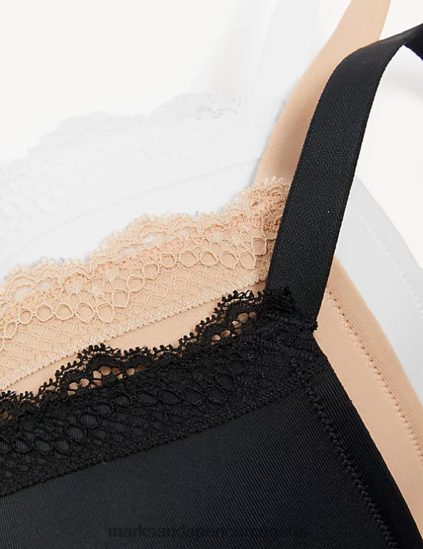 Marks and Spencer sale - Unisex Black Mix Clothing Marks & Spencer 3pk Wired Plunge Bras 20VTD4383