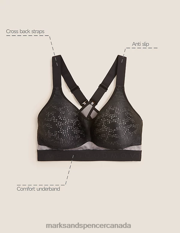 Unisex Black Mix Clothing Marks & Spencer Freedom To Move Ultimate Support Sports Bra 20VTD4576 - Marks and Spencer online