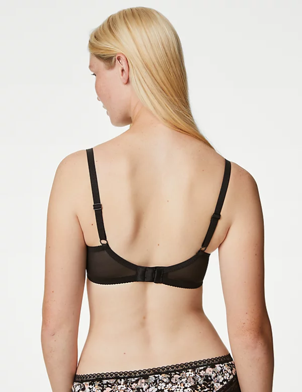 Unisex Black Mix Clothing Marks & Spencer Printed Lace Trim Wired Plunge Bra 20VTD4531 - Marks and Spencer Canada locations