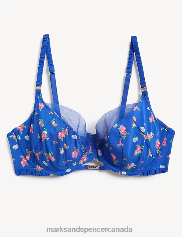 Unisex Blue Mix Clothing Marks & Spencer Floral Print Wired Full Cup Bra 20VTD3850 - Marks and Spencer Canada locations