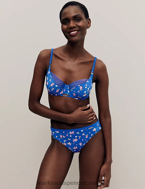 Unisex Blue Mix Clothing Marks & Spencer Floral Print Wired Full Cup Bra 20VTD3850 - Marks and Spencer Canada locations