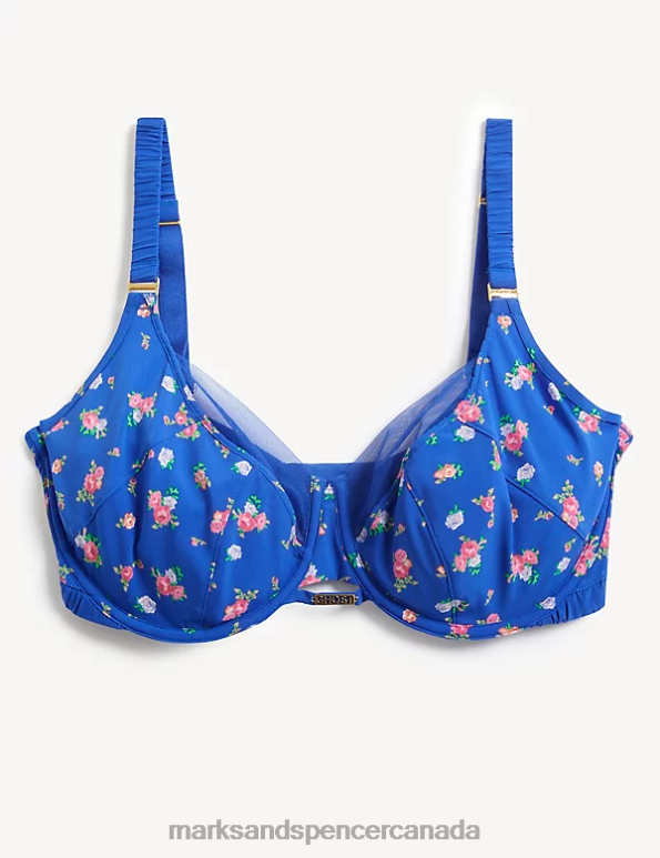 Unisex Blue Mix Clothing Marks & Spencer Floral Print Wired Full Cup Bra 20VTD3967 - Marks and Spencer online