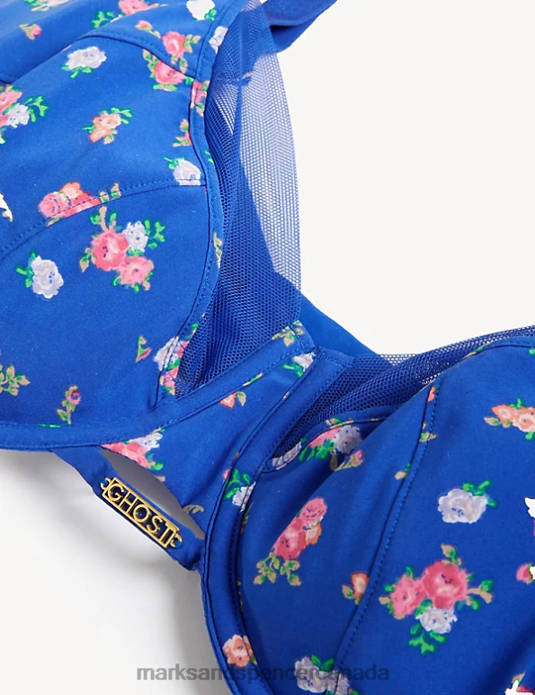 Unisex Blue Mix Clothing Marks & Spencer Floral Print Wired Full Cup Bra 20VTD3967 - Marks and Spencer online